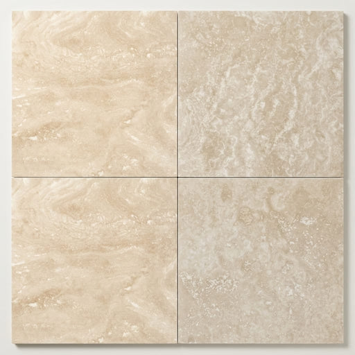 Ivory Travertine Tile 16x16 Honed, Filled close-up
