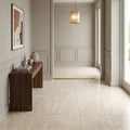 Ivory Travertine Tile 16x16 Honed, Filled — Hallway floor