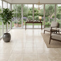 Ivory Travertine Tile 16x16 Honed, Filled — Sunroom floor