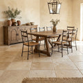 Ivory Travertine Tile 16x16 Tumbled — Dining Room floor