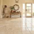 Ivory Travertine Tile 16x16 Tumbled — Foyer floor