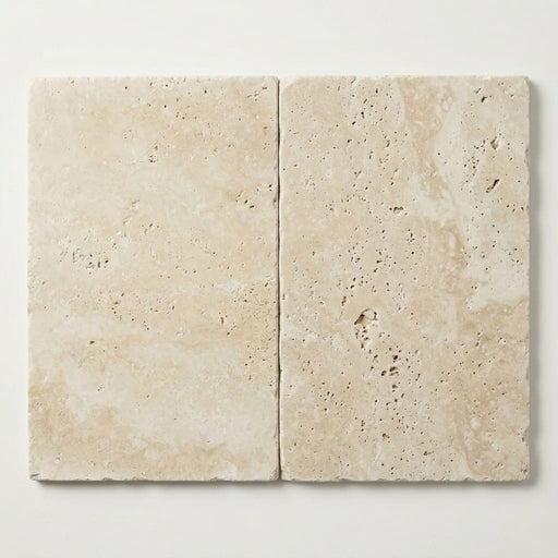 Ivory Travertine Tile 16x24 Brushed Chiseled close-up