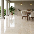 Ivory Travertine Tile 18x18 Filled, Polished — Covered Patio floor