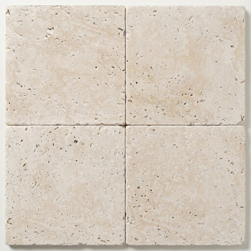Ivory Travertine Tile 18x18 Tumbled close-up