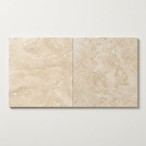 Ivory Travertine Tile 24x24 Honed, Filled close-up