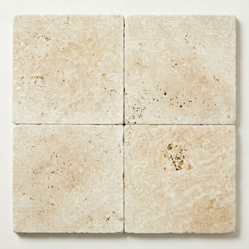 Ivory Travertine Tile 24x24 Tumbled close-up