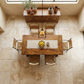 Ivory Travertine Tile 24x24 Tumbled — Dining Room floor