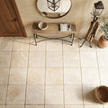 Ivory Travertine Tile 24x24 Tumbled — Foyer floor