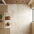 Ivory Travertine Tile 24x24 Tumbled — Kitchen floor