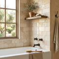 Ivory Travertine Tile 3x6 Tumbled — Bathroom tub surround edge