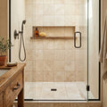 Ivory Travertine Tile 4x4 Tumbled — Bathroom shower floor