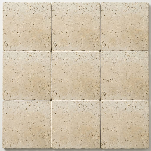 Ivory Travertine Tile 4x4 Tumbled close-up