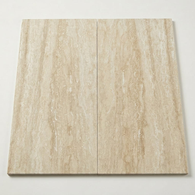 Ivory Vein Cut 18x36 Honed Travertine Tile close-up