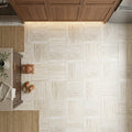 Ivory Vein Cut 24x24 Honed Travertine Tile — Kitchen floor