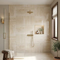 Ivory Vein Cut 24x24 Polished Travertine Tile — Bathroom shower wall