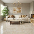 Ivory Vein Cut 24x24 Polished Travertine Tile — Living Room floor