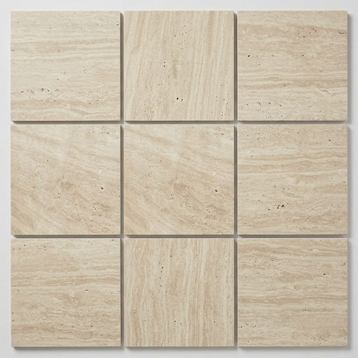 Ivory Vein Cut Travertine Tile 12x12 Honed close-up