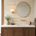 Travertine Tile - Ivory Vein Cut - Honed and Filled - 12x24 — Bathroom vanity wall