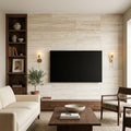 Travertine Tile - Ivory Vein Cut - Honed and Filled - 12x24 — Living Room feature wall