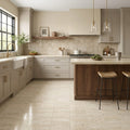 Ivory Vein Cut Travertine Tile 12x24 Polished — Kitchen floor