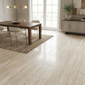 Ivory Vein Cut Travertine Tile 18x18 Honed — Dining Room floor