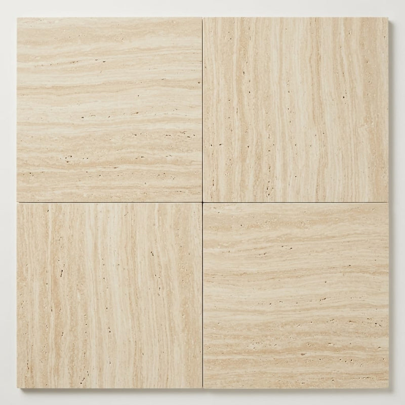 Ivory Vein Cut Travertine Tile 18x18 Polished close-up