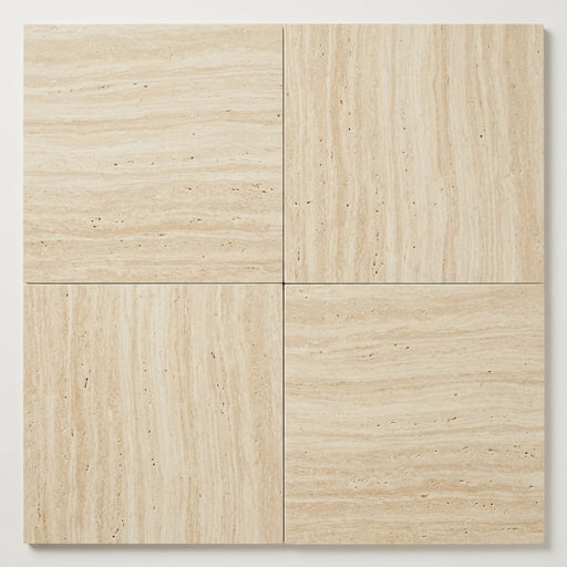 Ivory Vein Cut Travertine Tile 18x18 Polished close-up