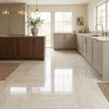 Ivory Vein Cut Travertine Tile 18x18 Polished — Kitchen floor