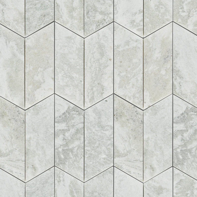 Jade Honed Large Chevron Marble Mosaic