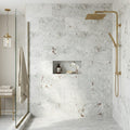 Jade Satin 12x24 Marble Tile — Bathroom shower wall