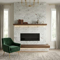 Jade Satin 12x24 Marble Tile — Living Room fireplace surround