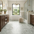 Jade Satin 12x24 Marble Tile — Primary Bath floor