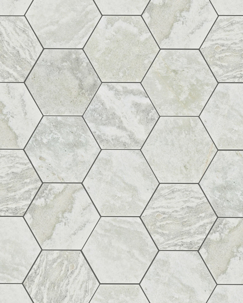 Jade Satin 8in Hexagon Marble Mosaic