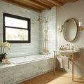 Jade Split 4x16 Marble Tile — Bathroom shower wall