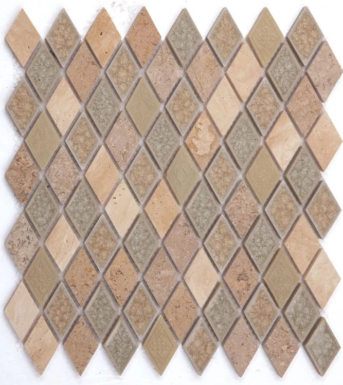 Jewel Swiss 11.5x12.5 Diamond Glass, Limestone, Resin Mosaic