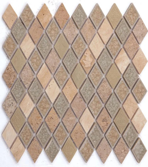 Jewel Swiss 11.5x12.5 Diamond Glass, Limestone, Resin Mosaic