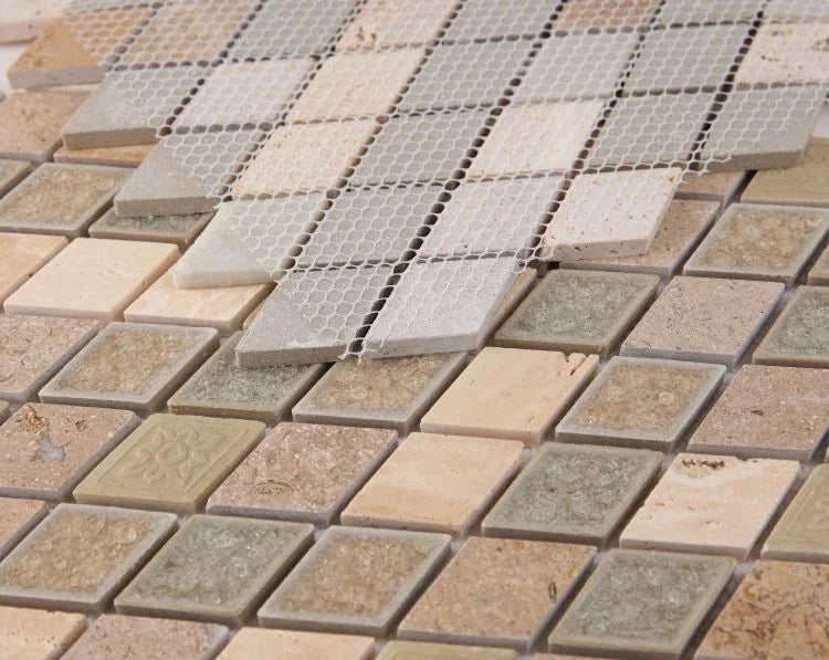 Jewel Swiss 11.5x12.5 Diamond Glass, Limestone, Resin Mosaic