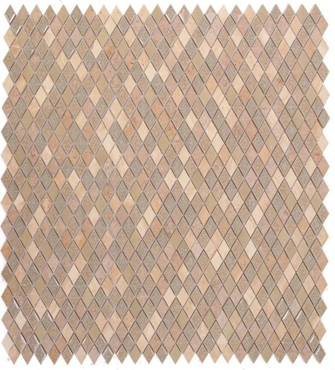 Jewel Swiss 11.5x12.5 Diamond Glass, Limestone, Resin Mosaic