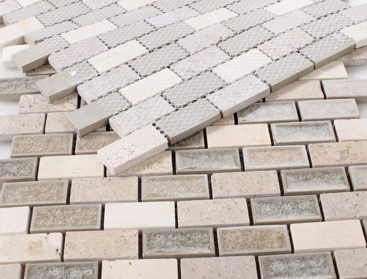 Jewel Swiss 11.75x11.75 Brick Glass,Limestone Mosaic