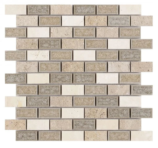 Jewel Swiss 11.75x11.75 Brick Glass,Limestone Mosaic