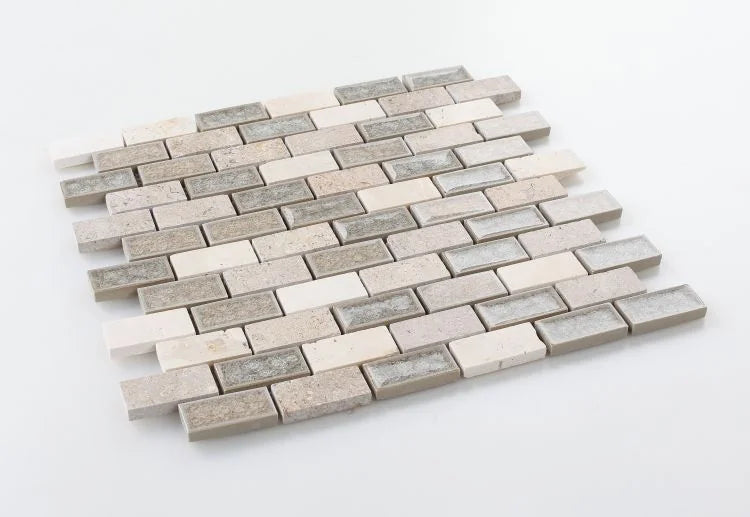 Jewel Swiss 11.75x11.75 Brick Glass,Limestone Mosaic