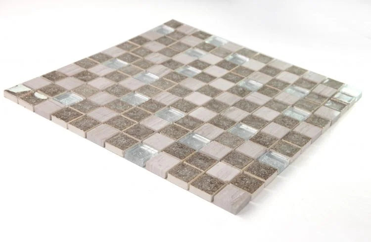 Jewel Swiss Grey New 11.75x11.75 Stone, Glass, Resin Mosaic
