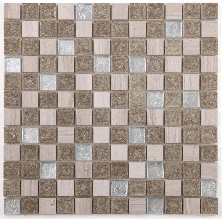 Jewel Swiss Grey New 11.75x11.75 Stone, Glass, Resin Mosaic