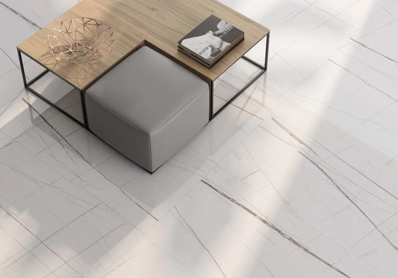 Jewels Laurent White 12x24 Polished Porcelain Tile