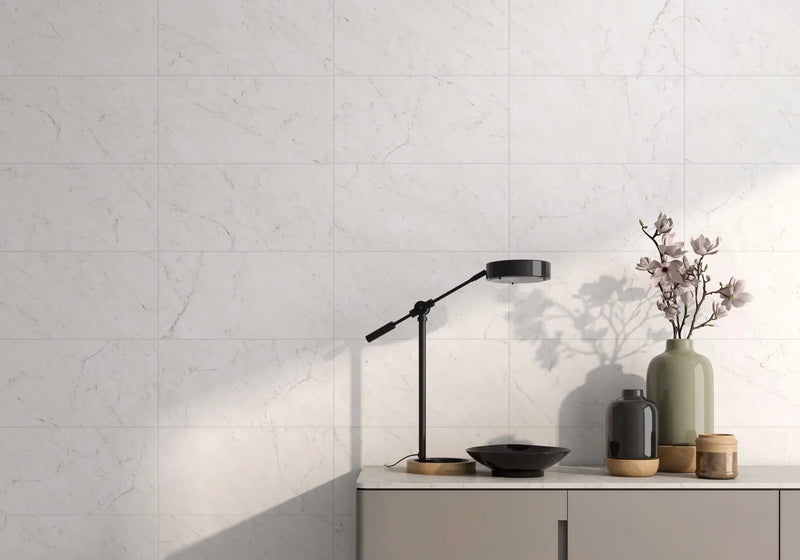 Jewels Mattia White 24x48 Glazed Polished Porcelain Tile