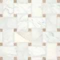 Jumbo Basketweave Marble Calacatta & Jura Beige Honed Dot 11.25x11.25 Mosaic