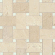Jumbo Basketweave Crema Marfil & Calacatta Dot 11.25x11.25 Honed Marble Mosaic