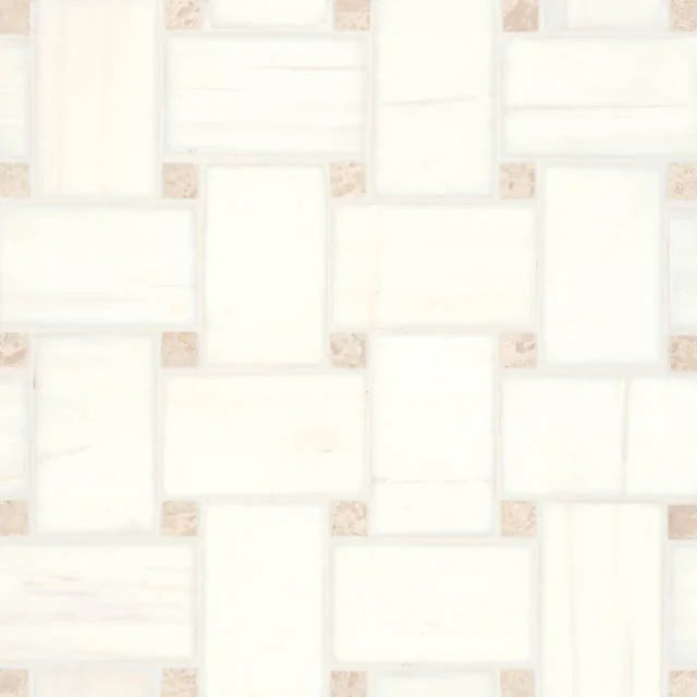Jumbo Basketweave Dolomite with White Sand Honed 11.25x11.25 Marble Mosaic Tile