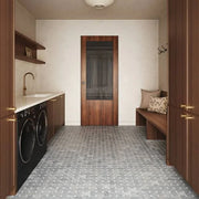 Jumbo Basketweave Pietra Grey with Thassos Dot Honed 11.25x11.25 Marble Mosaic