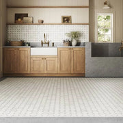 Jumbo Basketweave Oriental White & Cinder Grey Dot 11.25x11.25 Honed Marble Mosaic